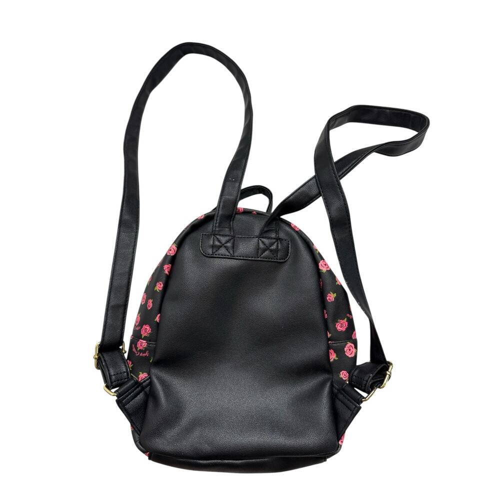 JUICY COUTURE Mini Backpack Pink Roses Black White Gold Zipper Y2K - Picture 3 of 9